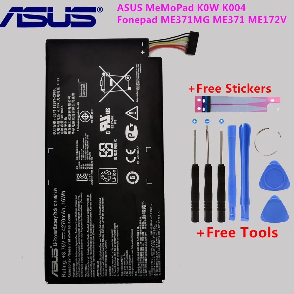 

Оригинальный аккумулятор для планшетного ПК ASUS, для ASUS MeMoPad K0W K004 Fonepad ME371MG ME371 ME172V 4270 мАч + Бесплатные инструменты