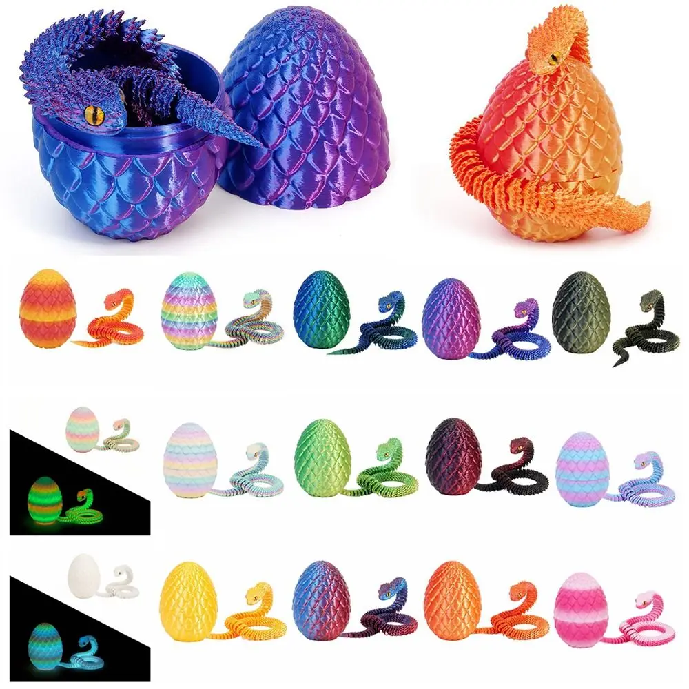 Creative 3D Printed Snake Toys Snake Egg All-in-one Molding 3D Printed Egg Candy Color Gradient Flower