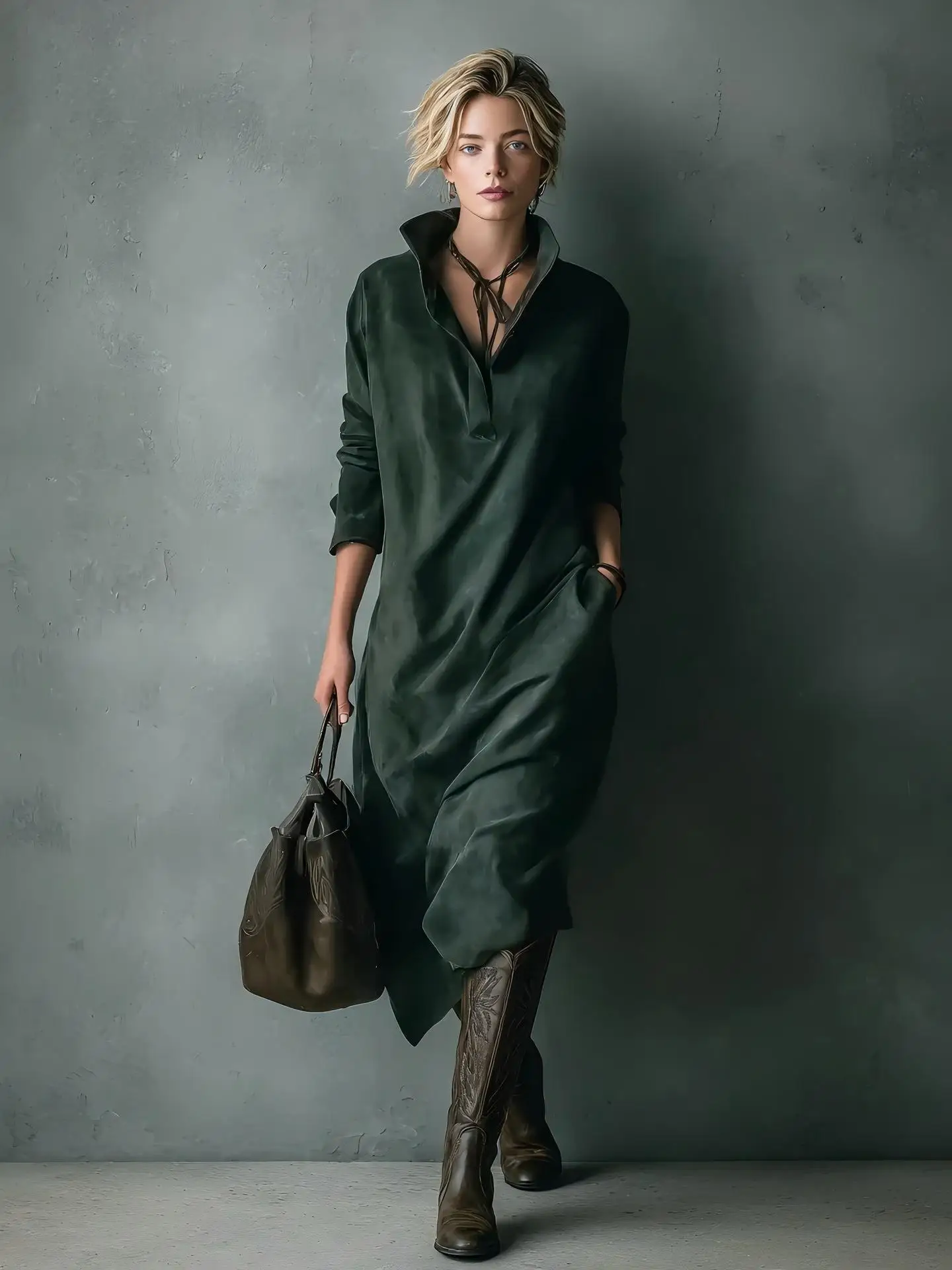 Suede New Dress Pocket Loose Long Casual Dress Solid Color Midi Relaxed Fit Dresses Female Clothing Autumn Winter Dresses 10 S75c2268b4a0949bd814196937ce31130X