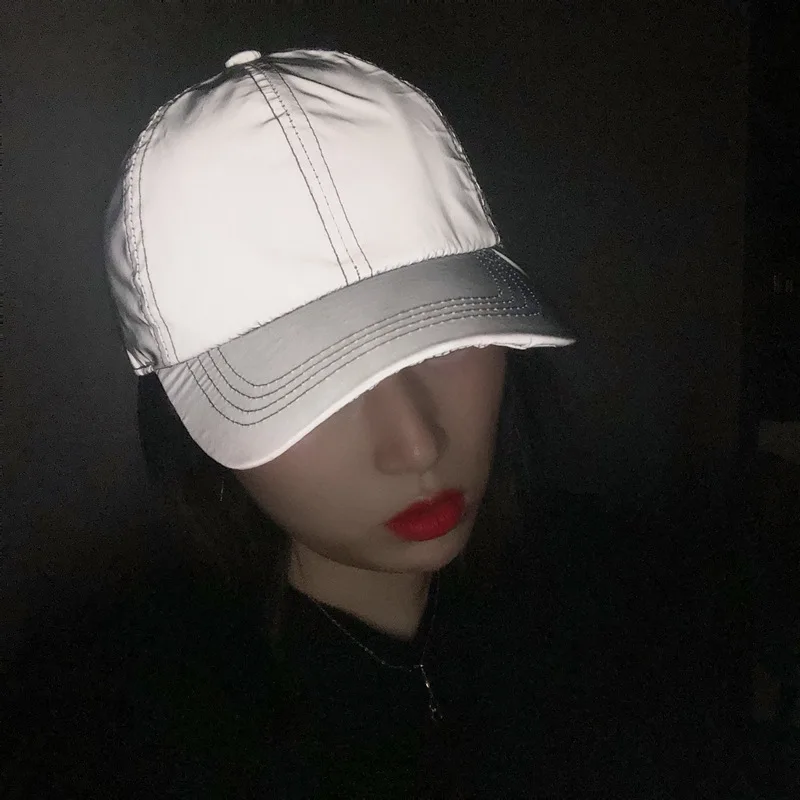 2022 New Outdoor Sports Club Party Silver Grey Reflective Luminous Fishing Caps Adult Reflective Baseball Cap Gorras De Béisbol