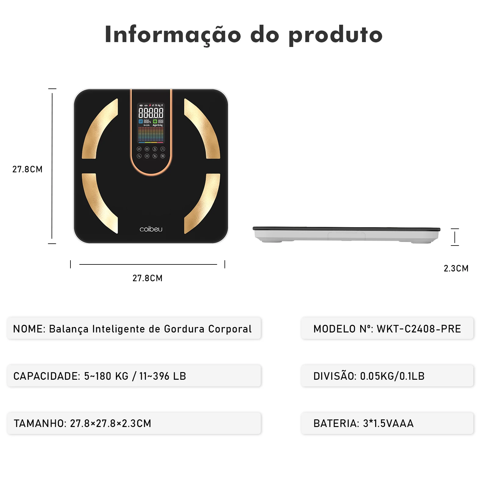 Balança Digital， Balanca Bioimpedância， Balança Bioimpedância， Balança Corporal， Balança Digital Corporal， Coibeu 6