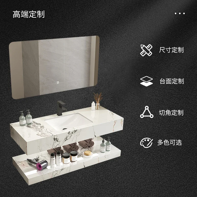 Slate wash basin Wall-mounted washbasin Household bathroom cabinet Toilet custom double-layer basin  combination 2