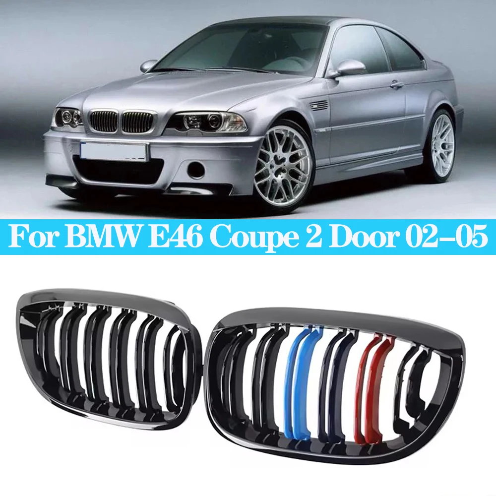 

Car Grill Front Kidney Bumper Gloss Black Racing Grills M Color Grille For BMW E46 Coupe 2 Door 2002-2005 Auto Grilles