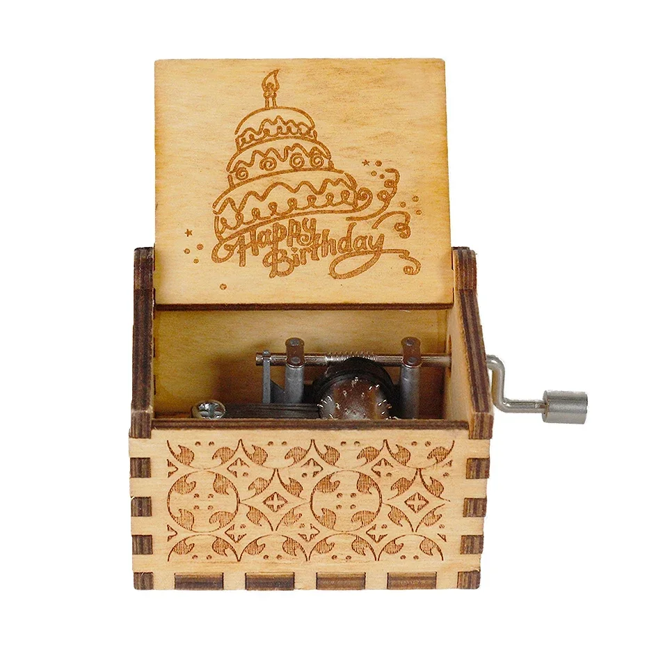 Halloween Eve Wooden Music Box Hand Crank Nightmare Before Christmas Antique Engraved Musical Box Case 2
