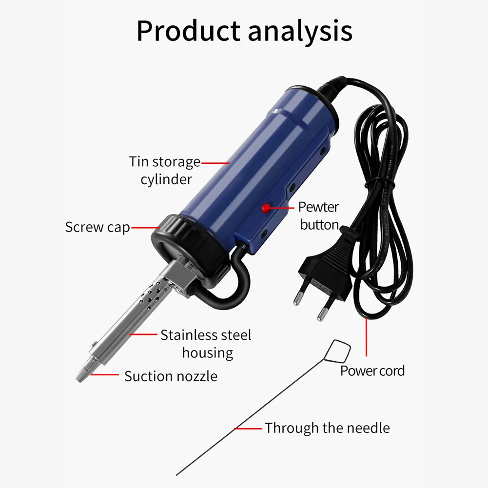 BBT-580 Automatic Vacuum Desoldering Pump AC 110V/220V Electric Desoldering Gun with 3 Suction Tip for Tin Removal and Soldering