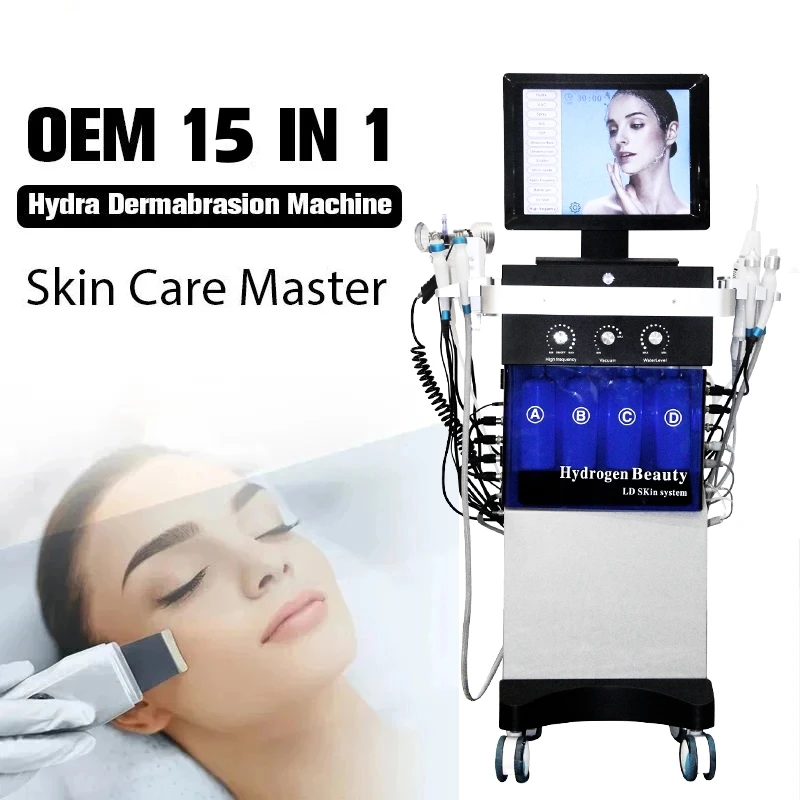 

15 in 1 Hydro Facial Machine Oxygen Water Dermabrasion Skin Cleaning Skin Rejuvenation Anti Aging Whiting SPA Beauty Equipment