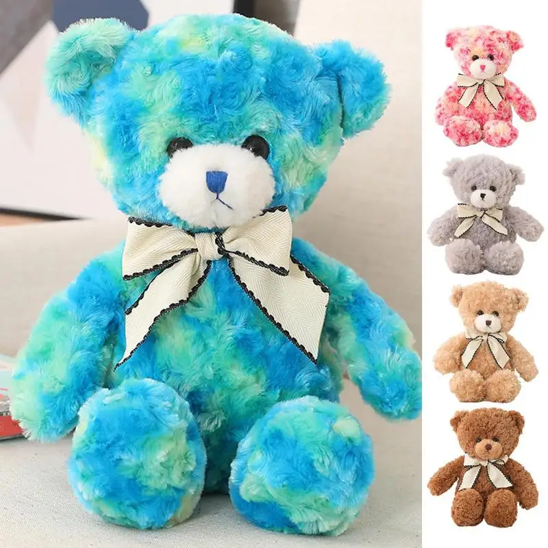 Kawaii  Cute Bear With Rose Plush Toy Stuffed Animal Dolls I Love You For Girl Friend Birthday Gift Romantic Present Wholesale