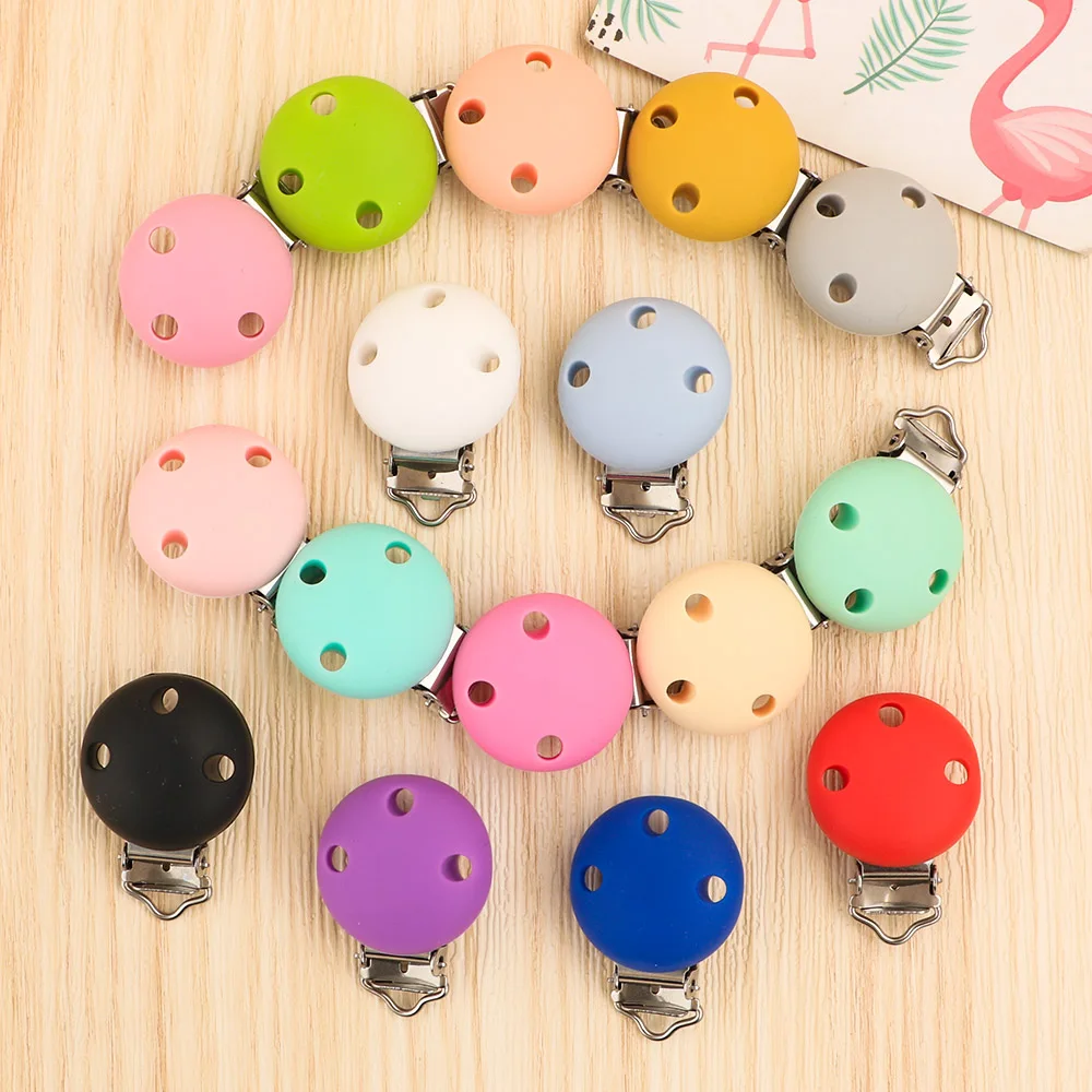 Kovict 5 Stück 30 mm/35 mm Silikon-Clips, runde Form, Schnuller-Clips, DIY-Schnullerkette für Schmuckherstellung, Bulk-Bastelarbeiten – Detail 6
