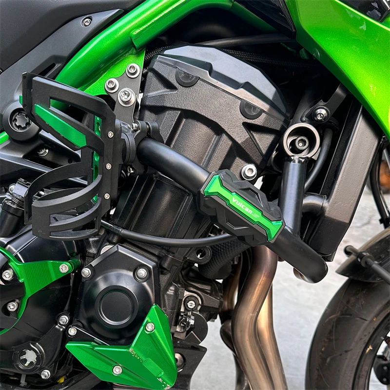 VULCANS Motorcycle Crash Bar Bumper Engine Guard with Decorative Block