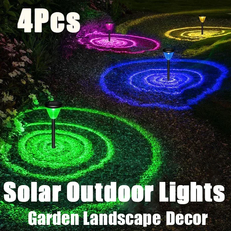 

4Pcs LED Christmas Decorations Solar Lights Outdoors Lawn Garden Lamps RGB Multi Doorway Path Lightings Shine Landscape Lamparas