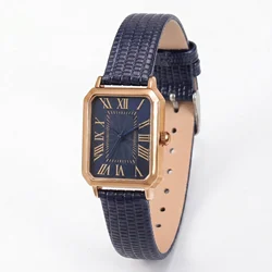 Luxurious Genuine Leather Textured Watch Band Belt - 14mm (Blue)