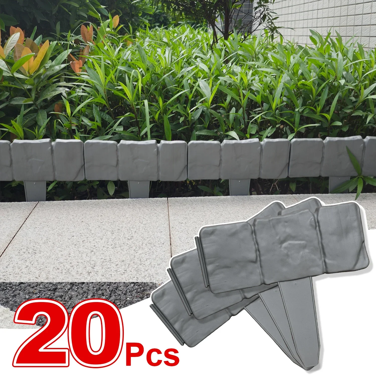 Garden Fence Garden Edging Border Plastic Garden Edging Border Imitation Stone Fence Panels Patio Outdoor Barrier 20/10pcs