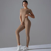 Yoga Set Women Workout Set Sportswear Gym Clothing Fitness Shorts Sleeve Crop Top High Waist Leggings Sports Suits - Image 3