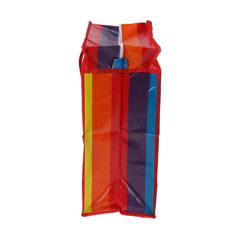 1Pc 적층 부직포 핸드백 컬러 인쇄 두꺼운 플라스틱 쇼핑백 패션 레인보우 지퍼 가방
