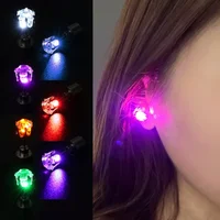Cyberpunk Colorful LED Luminous Square Earrings Men Women's Cool Fashion Zircon Earring Party Carnival Disco Jewelry Accessories 1