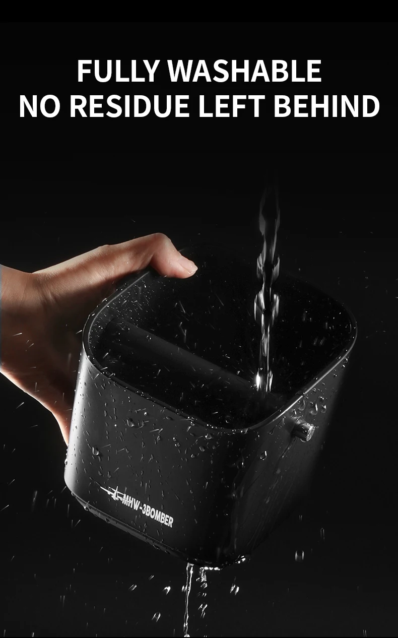 Coffee Grounds Knock Box Square Removable Knock Bar and Non-Slip Base