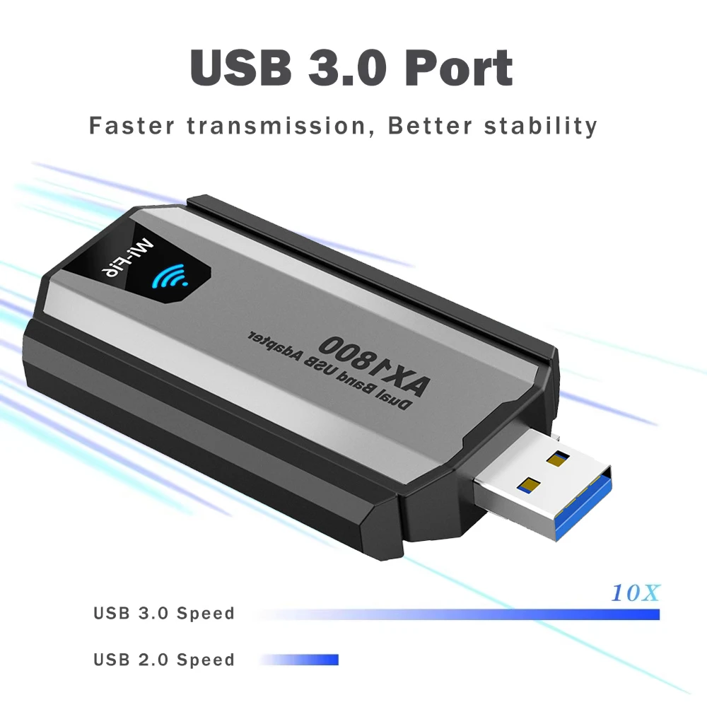 KEBIDUMEI WiFi 6 AX1800 USB 3.0 어댑터 듀얼 밴드 2.4G/5Ghz 무선 USB 수신기 동글 네트워크 Wi-Fi 6 노트북 Win10/11용