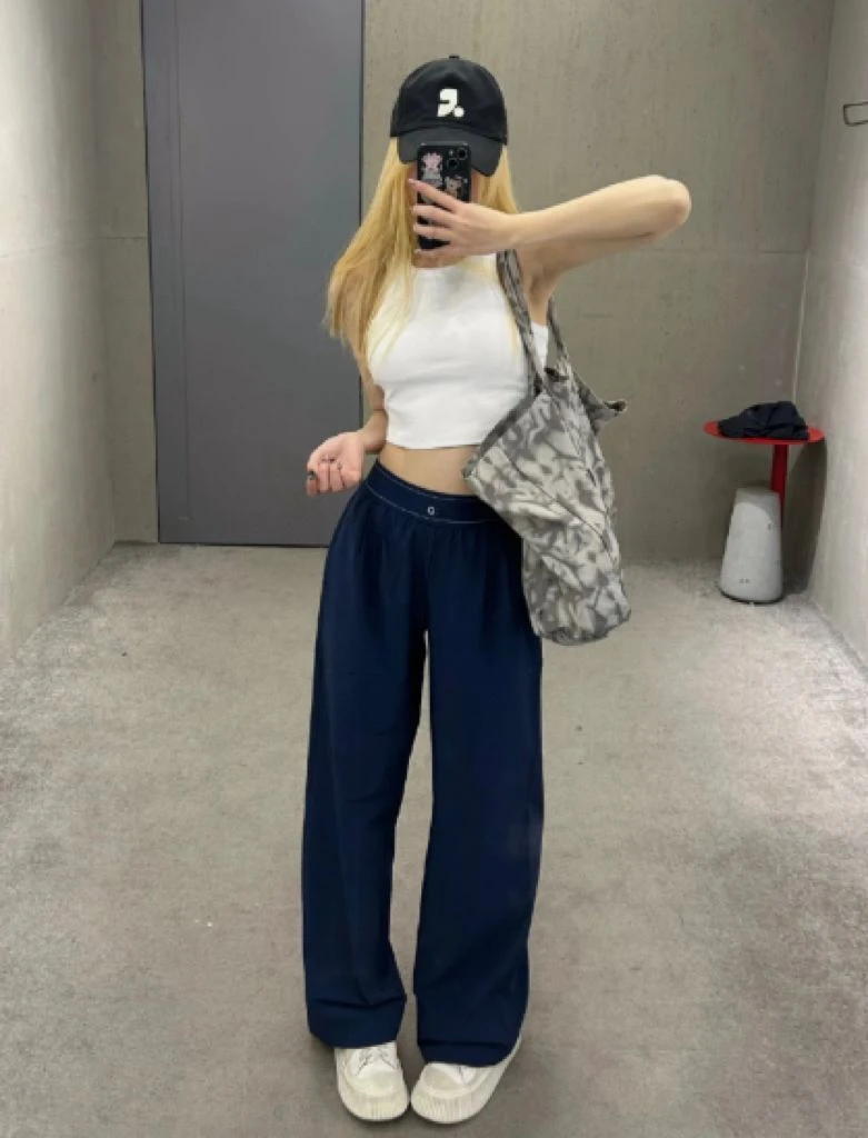 กางเกงยืดผู้หญิง ใส่สบาย ยืดหยุ่น กันลื่น ทรงหลวม สายรัดเอวสูง