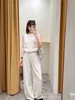 Women's French Tweed Set 2025 New O-Neck Sleeveless Vest Coat Top or High Waist Loose Straight Pants Suit for Female 2