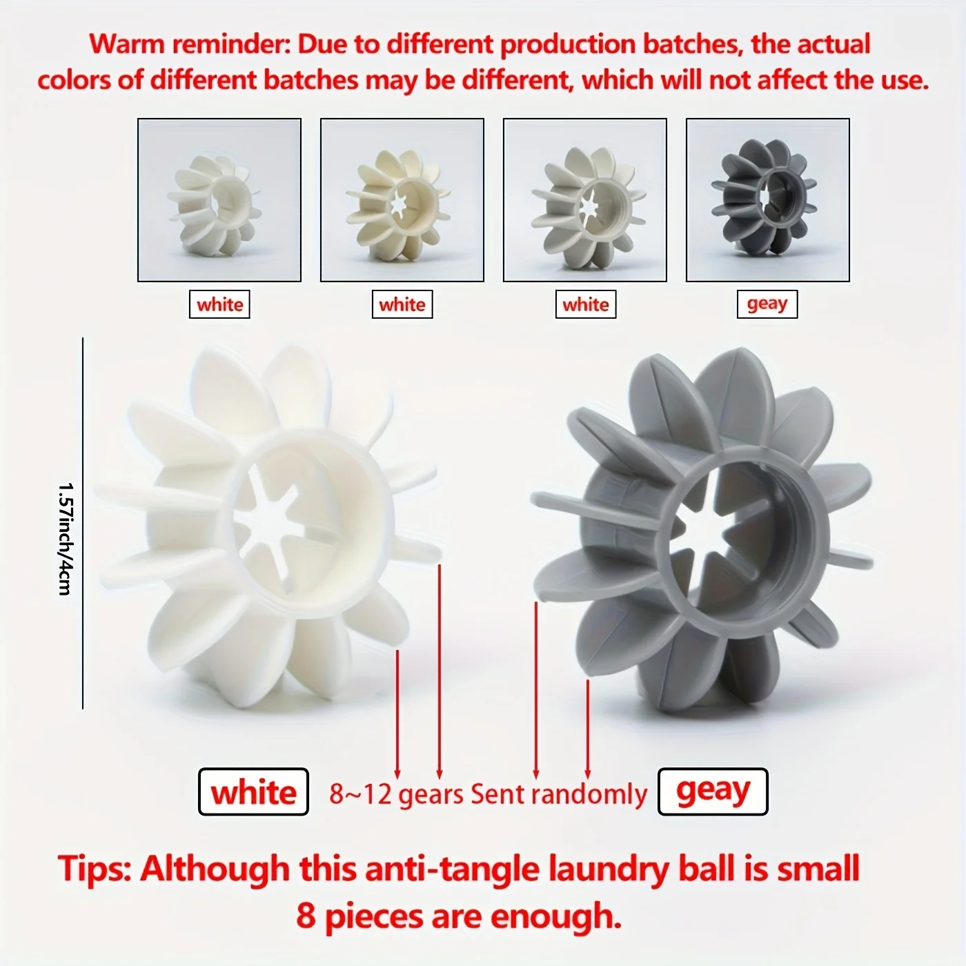 10 PCS Reusable Silicone Laundry Balls Grey White Non Electric Washer Dryer Eco Friendly Anti Static Deep Clean Cloth Organizer