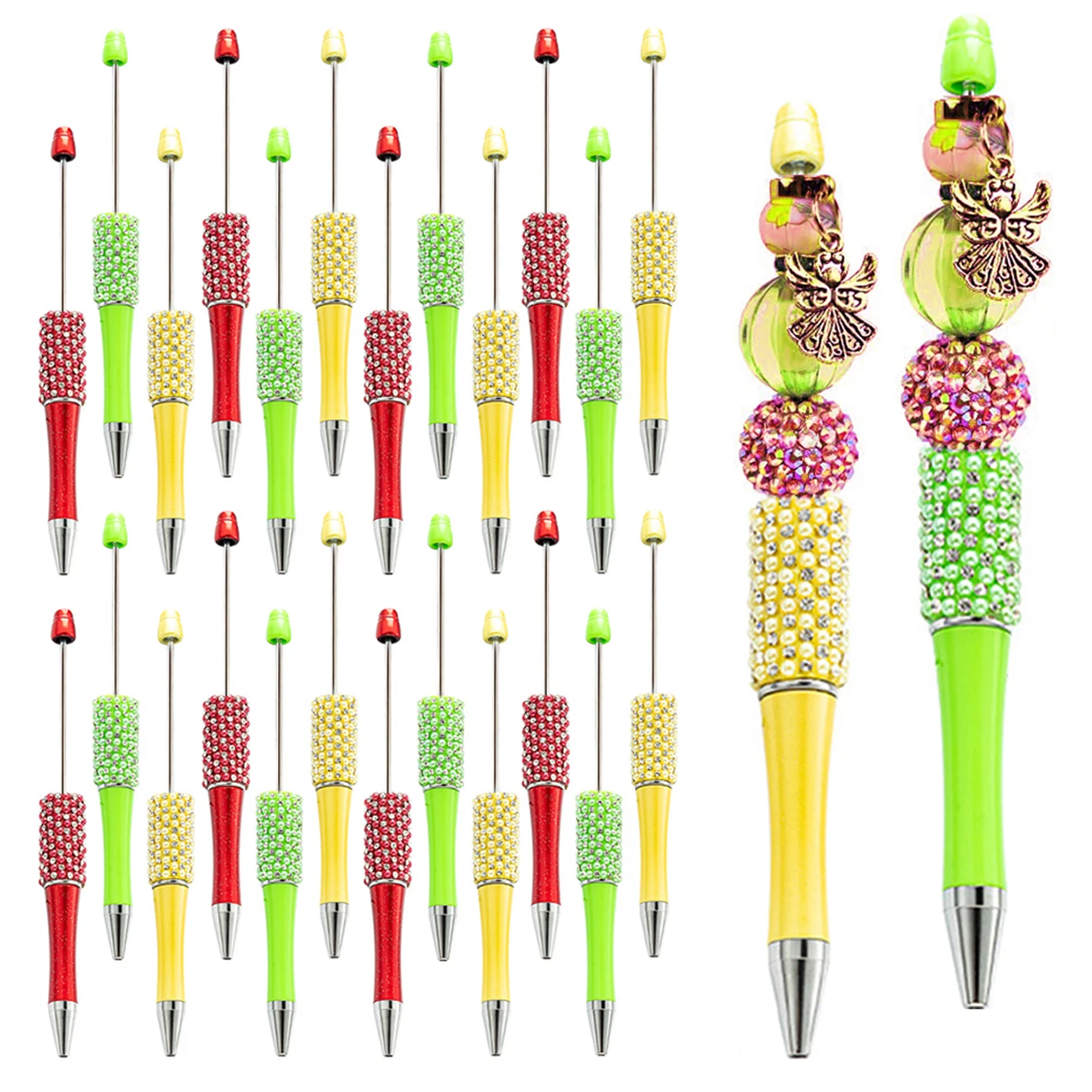 

60Pcs DIY Diamond Bead Ballpoint Pen Handmade Sticking Beaded Pens Creative Colorful Rhinestone Pens School Office Supplies