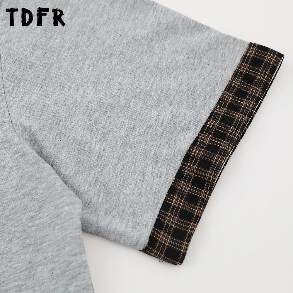 Polo a maniche corte patchwork scozzese da uomo T-shirt da uomo estiva retrò a mezza manica allentata con risvolto - immagine 4