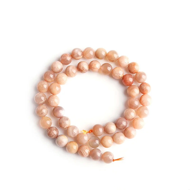 Natural Sunstone Beads Orange Moonstone Round Loose Spacer Beads 4 6 8 10 12 mm For Jewelry Making DIY Bracelet Accessories 15