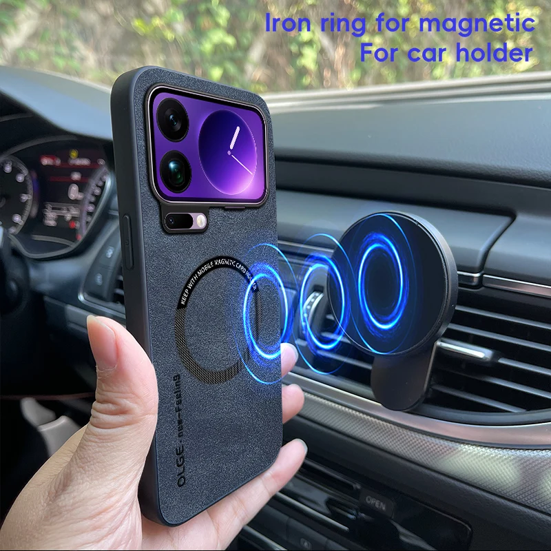 Magnetic Retro Leather Soft Phone Case with Wireless Charging Capability