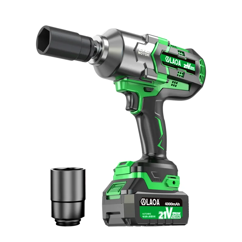 LAOA Electric Impact Wrench 21V 4000mAh Li ion Battery Brushless Wrench