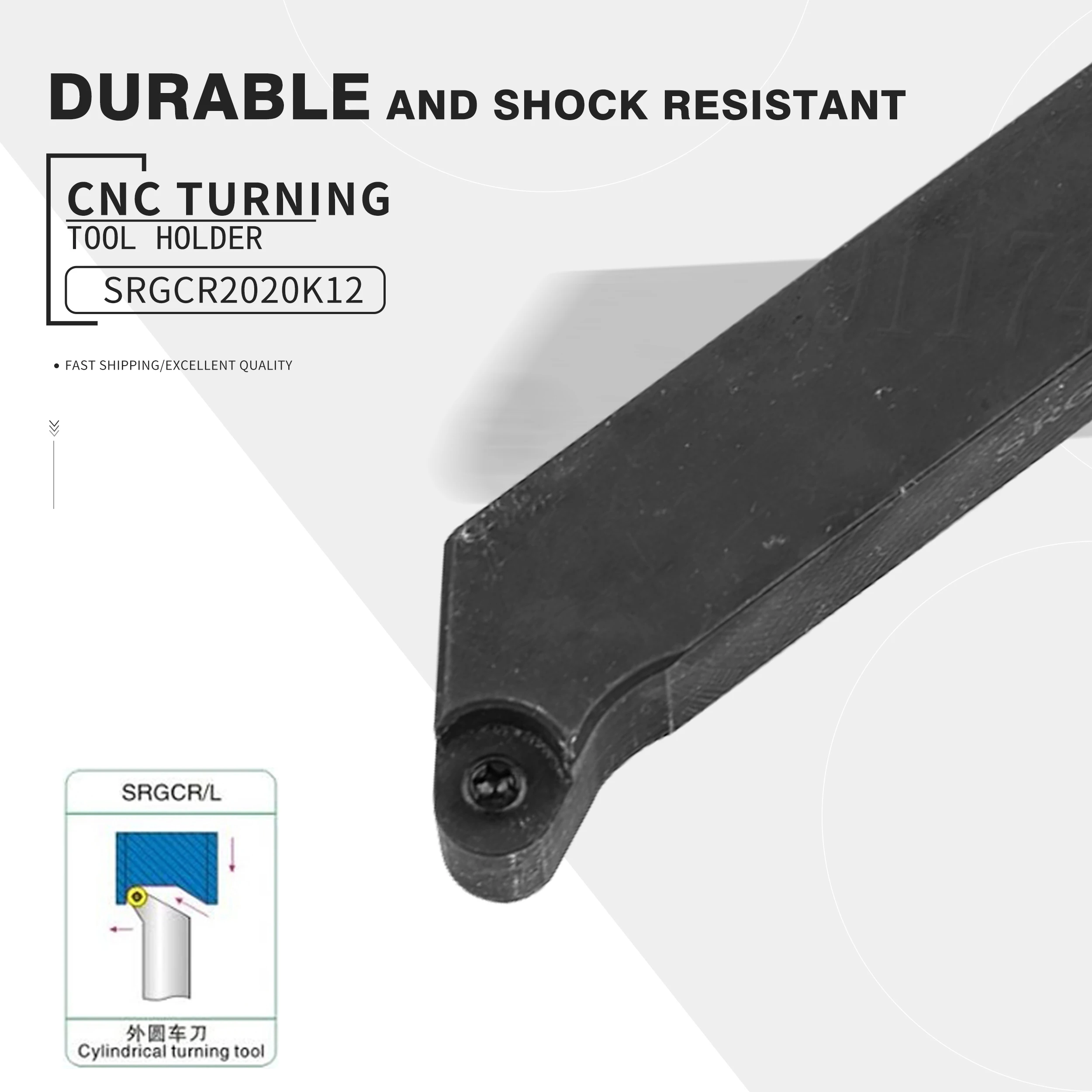 

1pc SRGCR1212H06 External Turning Tools Holder SRGCR1616H10 SRGCR2020K10 SRGCR2525M12 CNC Lathe Cutting Tools , For RCMT Inserts