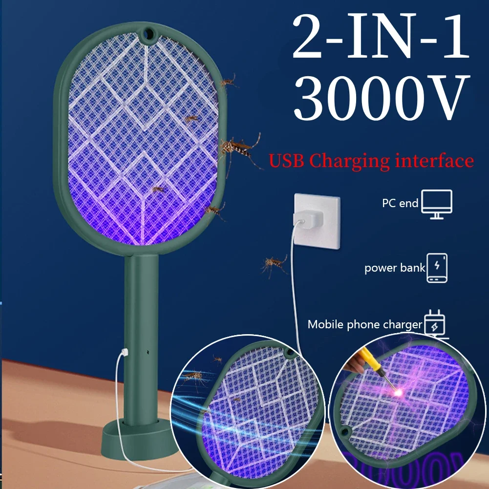 FlySwatterElectricRacketRechargeableBugZapperRacketPortable
