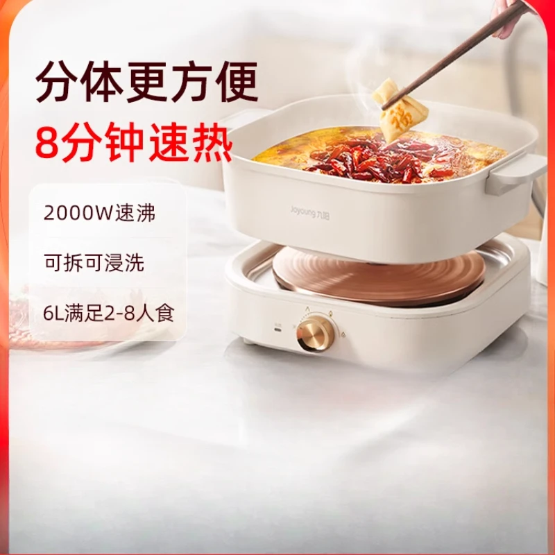 220V Large Capacity Electric Skillet with Separate Sections, Multi-functional Yin Yang Cooking Pot, Hot Pot