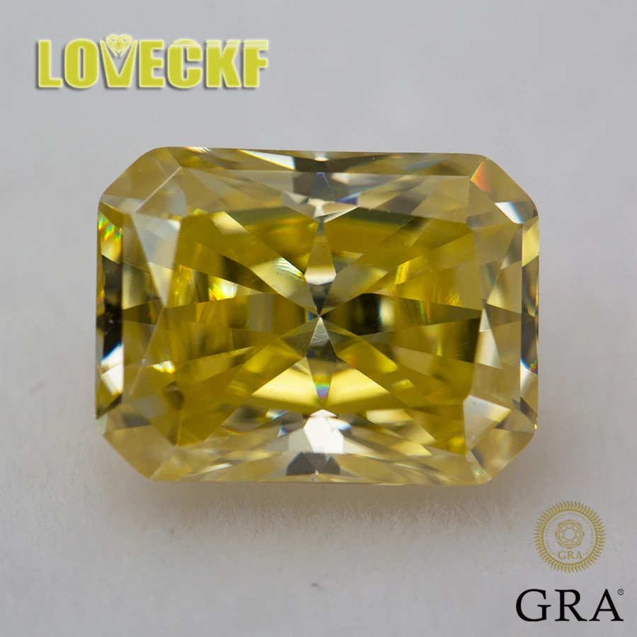 Golden/Champagne/Vivi Yellow Moissanite Stone Taglio Radiante Vvs1 Lab Diamond Gemstone Superato Diamond Test Con Rapporto Gra