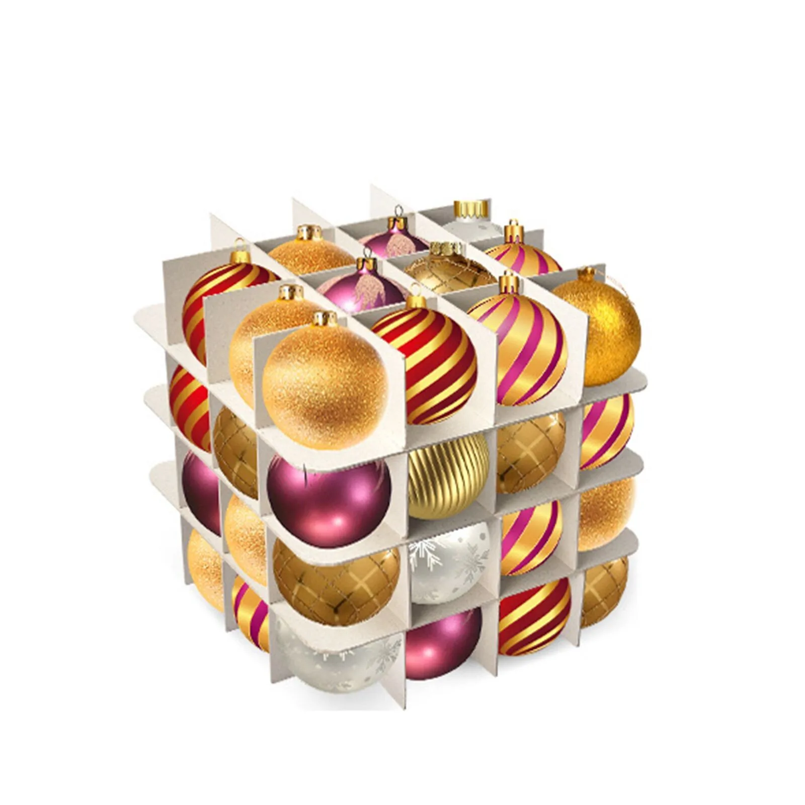 64 Baubles Storage Box with Lid Christmas Xmas Tree Decoration Organiser 64 Bauble Decor Christmas Balls Storage Box