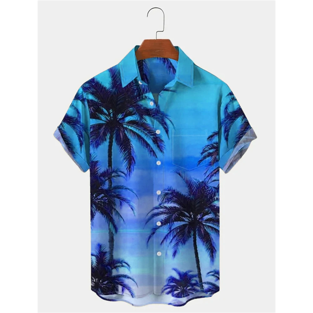 Palm Tree Graphic Prints Men's Shirt Summer Hawaiian Shirt Turndown Outdoor Street Short Sleeves Button-Down Print Clothing