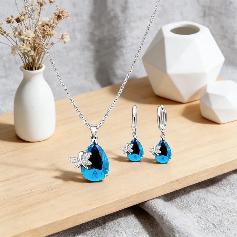 Genuin 925 Silver Bridal Jewelry Sets Fashion Cute Women Girls Engagement Anniversary Accessory Fine Trendy - 5