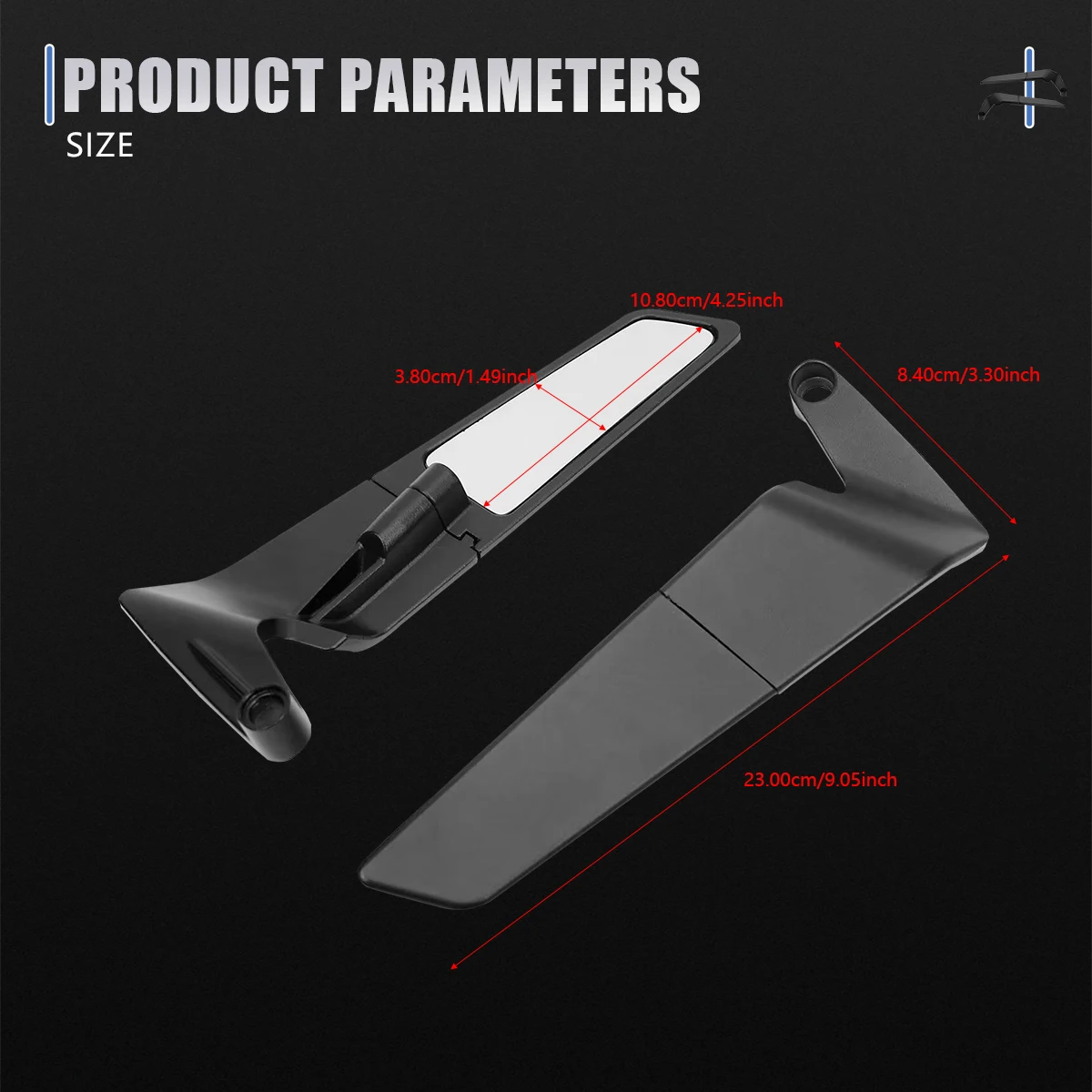 Motorcycle Side View Mirror For Kawasaki Z1000 Z900 Z800 Z750 Z650 Z400 Z300 Z250 Z125 Rearview Mirrors Kits Rotate Adjustable 2