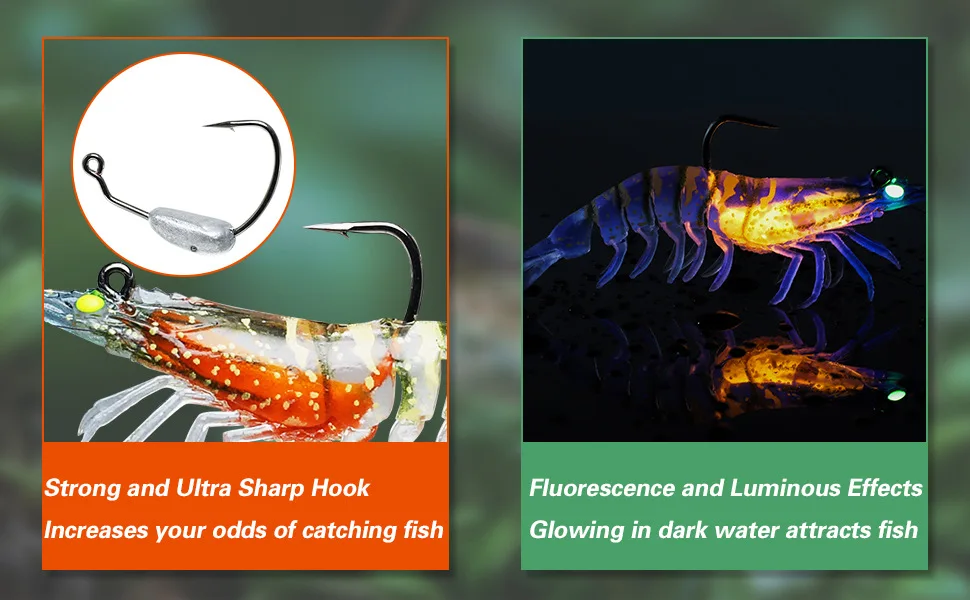 Lure 8.8g 11g 21g Luminous Fake Shrimp Soft Silicone Artificial Bait with  Bead Swivels Hook for Fishing Tackle Lure Accessories - AliExpress