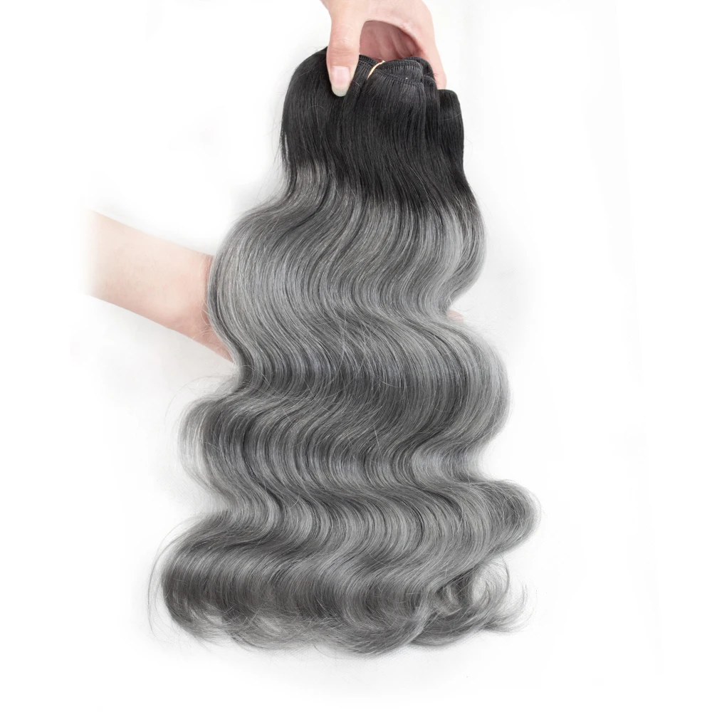 Human Hair Bundles Body Wave 10-22 inches Silver Dark Grey 1/3/4 Bundles Remy Weave Extension Ombre Black To Grey human hair extensions,human hair bundles,human hair bulk