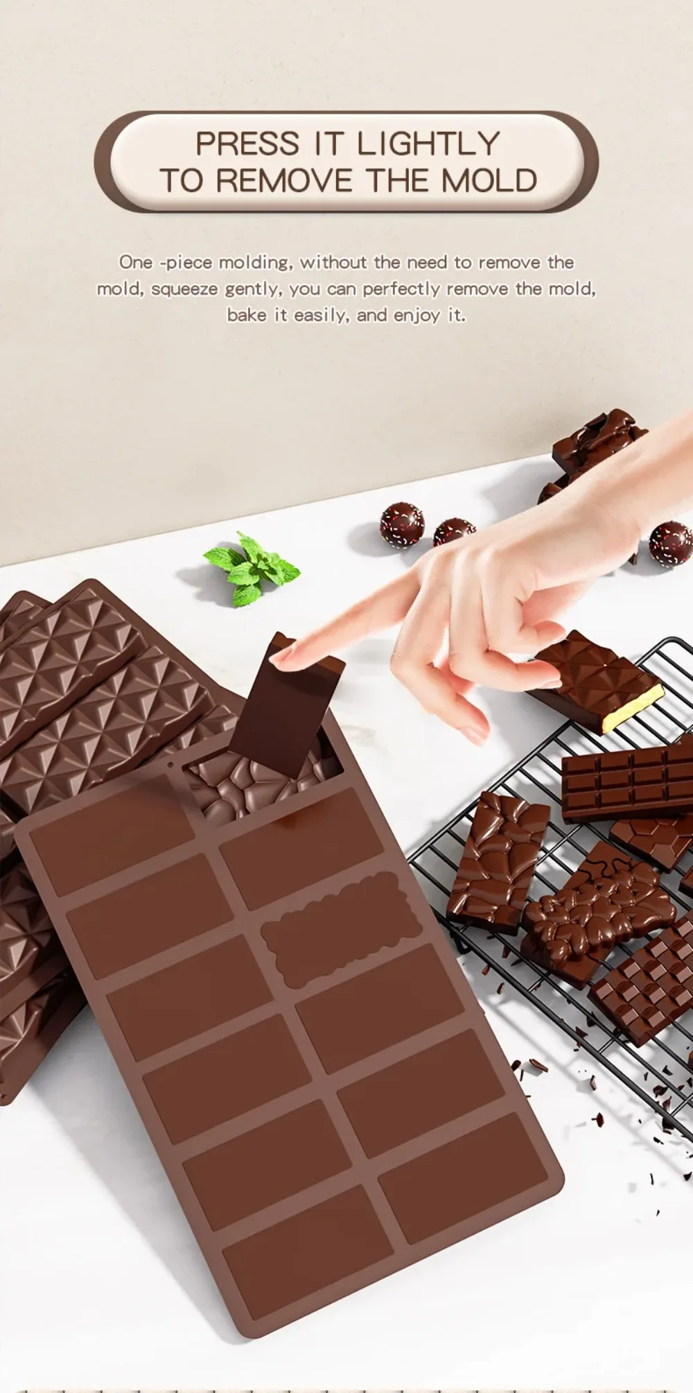 Dubai Schokoladenform Bar Pistazie Schokoladenriegel Silikon dicke Form zum Füllen von Riegeln, große Candy Bar Form zum Füllen – Detail 8