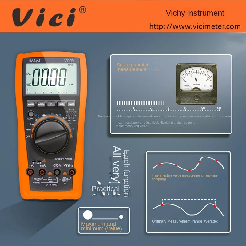 VICI VC99 3 6/7 Auto-range Digital Multimeter DC AC voltage current Resistance Capacitance Meter Tester Ammeter Voltmeter images - 6