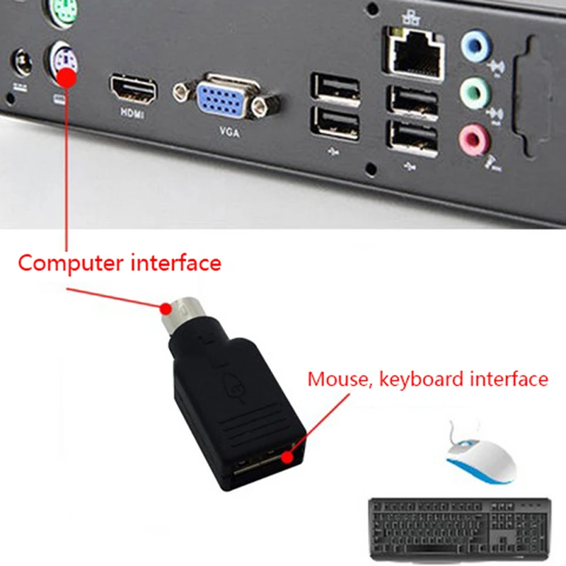 

1pc/2pcs USB Adapter Converter Keyboard Mouse USB Female To PS2 PS/2 Male Usb Keyboard Mouse Accessories Computer Converter