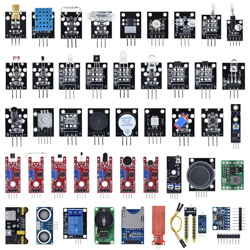 Per Arduino 43 Tipi di Sensori Digitale di Umidità di Temperatura RGB LED Cicalino del Suolo Suono Goccia di Pioggia Modulo Sensore Ad Ultrasuoni UNO R3 - immagine 2