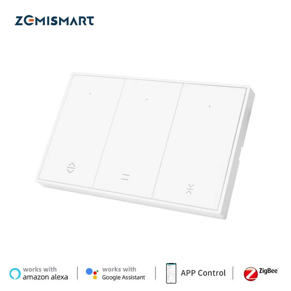 Zemismart-interruptor Cortina Inteligente para o Obturador de Rolo Elétrico Motorizado Botão Interruptor de Parede Tuya Zigbee Eua au Alexa Google Home