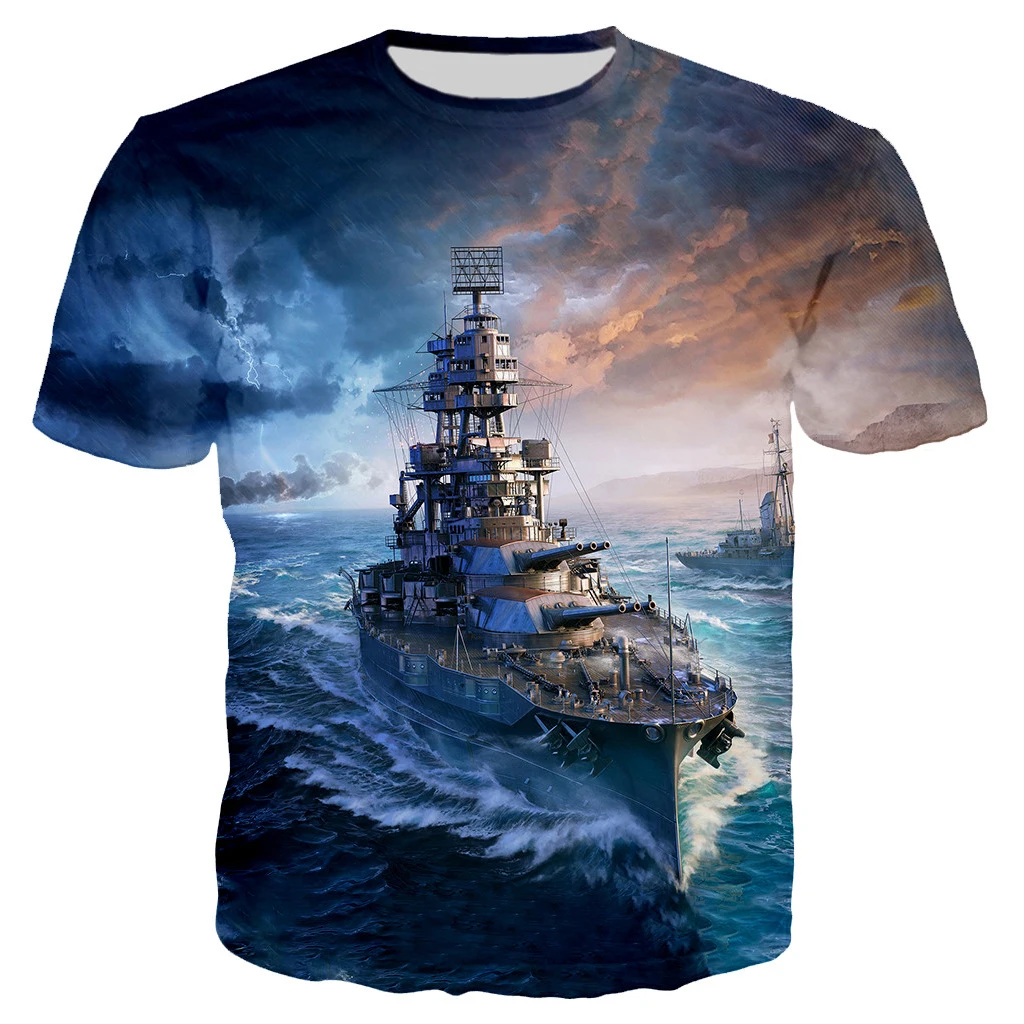 

2021 Warship 3D Printed Oversized T-shirt Men Women Summer Fashion Casual Short Sleeve Unisex Harajuku Streetwear Cool Tops