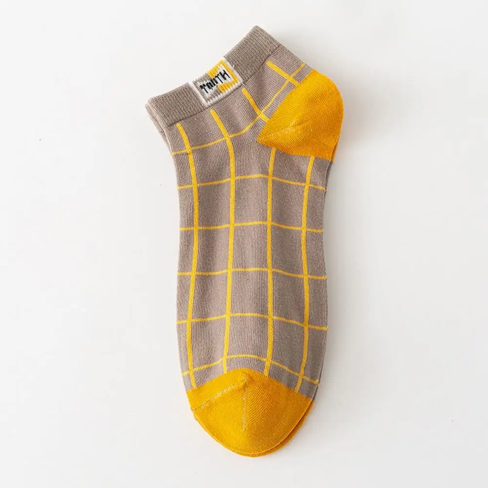 

Мужские летние носки, мужские контрастные цветные низкие нескользящие спортивные мягкие носки с клетчатым принтом, высокая эластичность, без запаха для мужчин