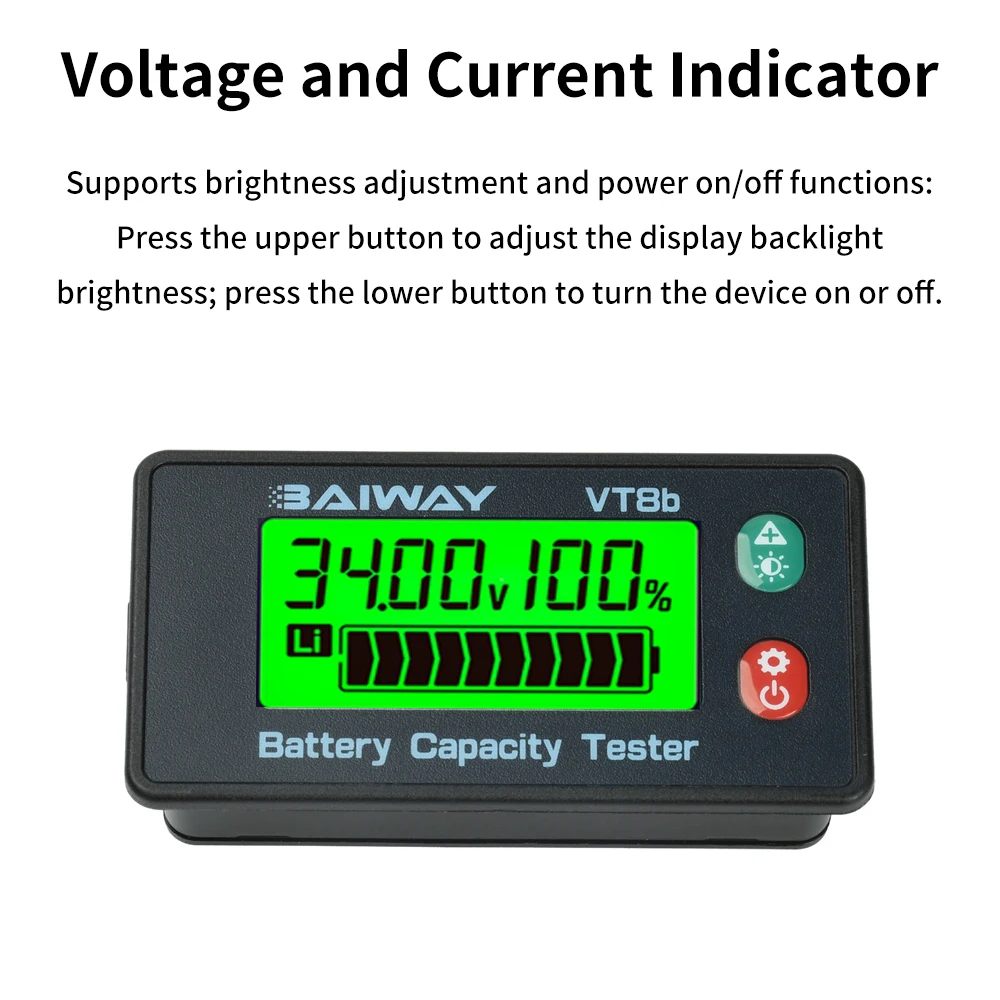Indicateur de batterie VT8 DC 8-120V pour voiture moto