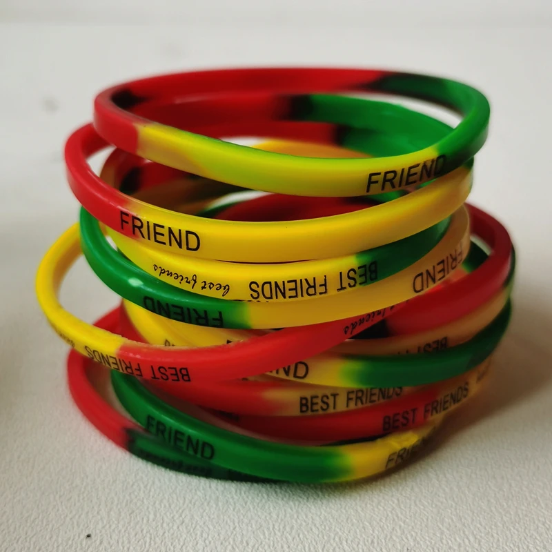 20PCS New Lot Multy Color Silicone Bangles Bobmarley Red Blue Mix Friendship Hand Wristband Home School Party Club Best Gifts