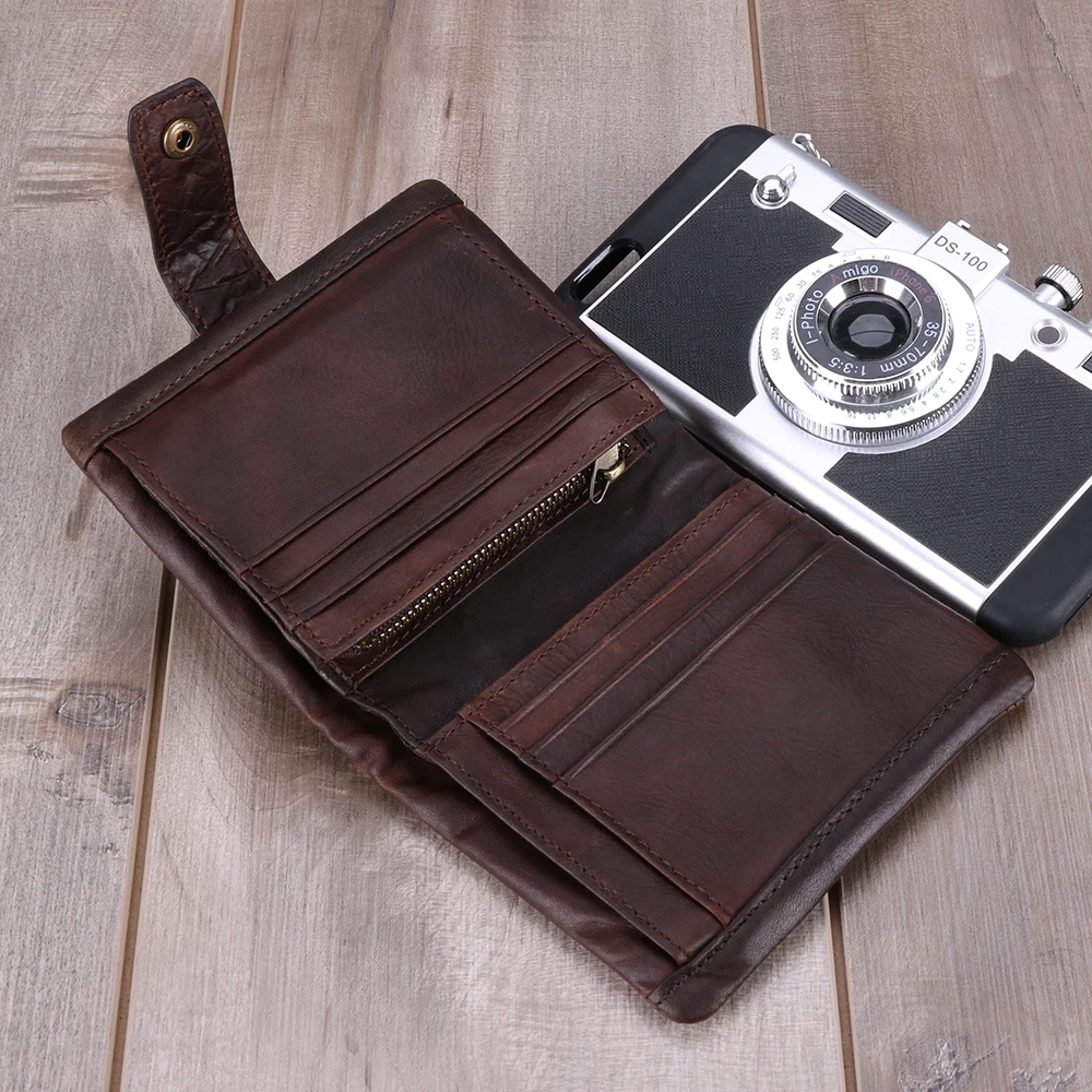 Men's casual leather wallet rfid multi-card Money clip retro cowhide short Card holder gentleman Coin Small purses