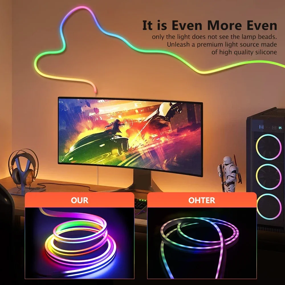 أضواء شريط نيون LED RGB ، شريط مصباح ، يعمل مع الي...